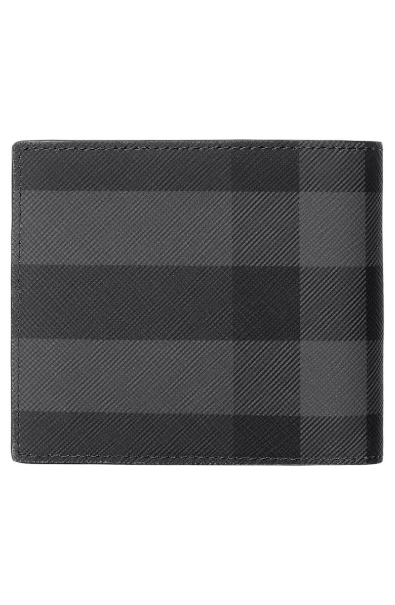 Burberry Check Coated Canvas Bifold Wallet, Alternate, color, Charcoal