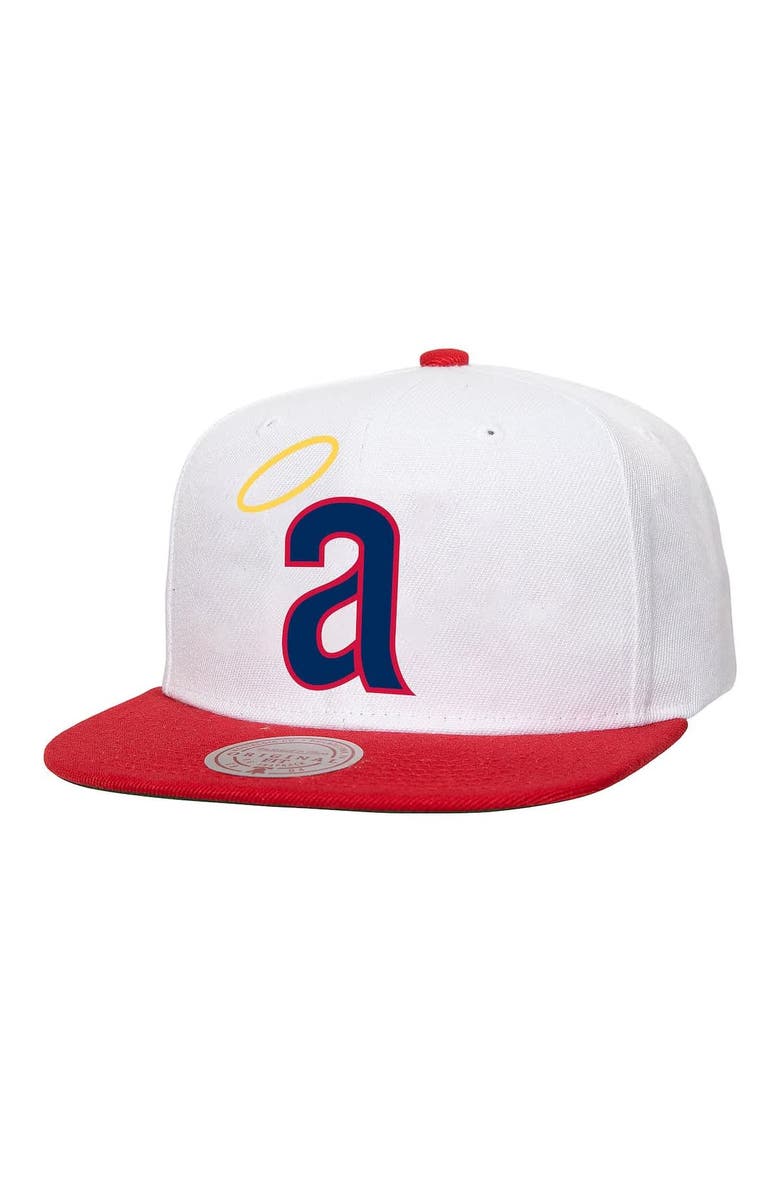 Mitchell & Ness Men's Mitchell & Ness White California Angels Cooperstown Collection Basic Flip Snapback Hat, Main, color, White