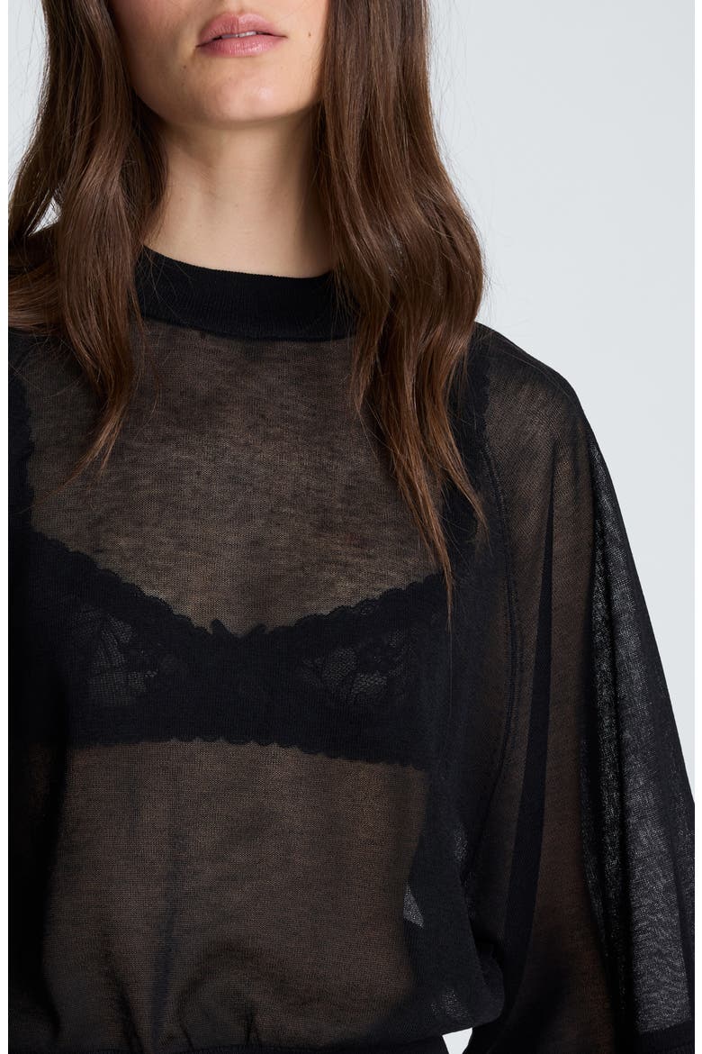 Raglan Sleeve Crewneck Sweater, Alternate, color, BLACK