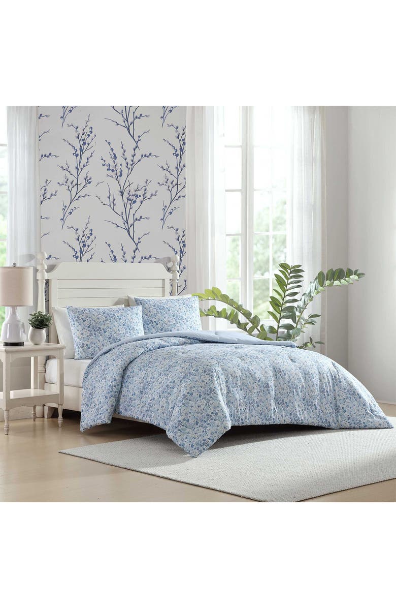 Laura Ashley Quartet 3-Piece Comforter & Sham Set, Alternate, color, Cashmere Blue