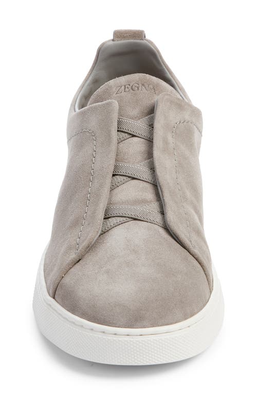 Zegna Triple Stitch Suede Slip-on Sneaker In Gray