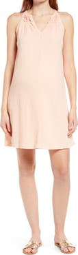 Maternal America V-Neck Cotton Trapeze Maternity Dress