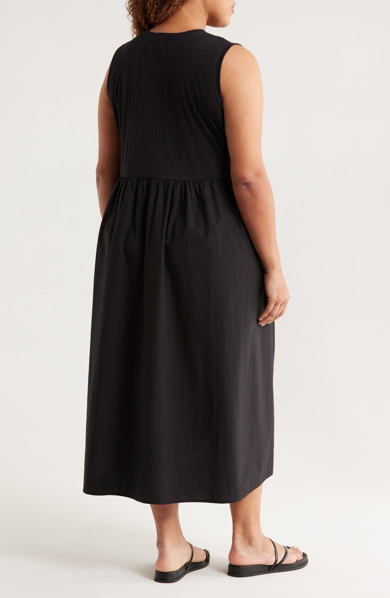 Eileen Fisher Mixed Media Maxi Dress, Alternate, color, Black