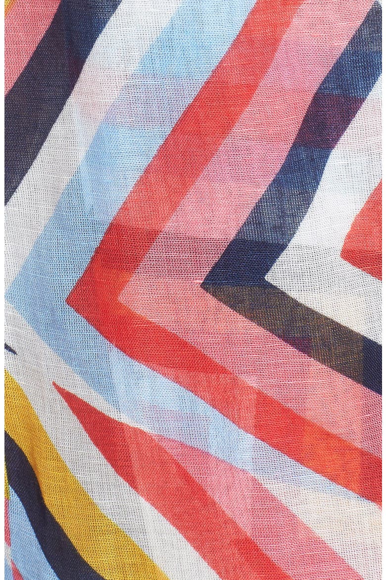 Stripe T-Print Linen Blend Scarf, Alternate, color, NEW IVORY