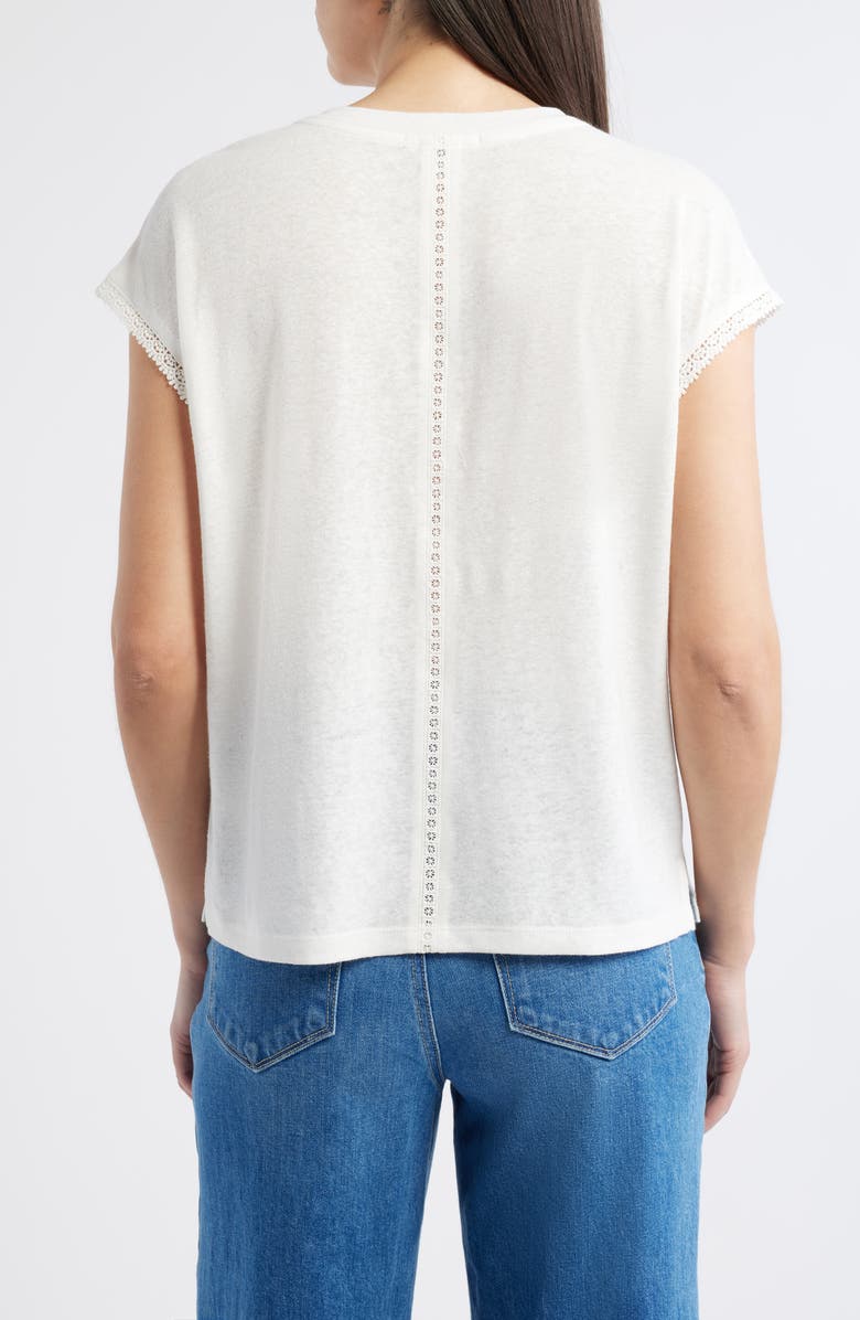 Wit & Wisdom Crochet Cap Sleeve Tee, Alternate, color, Off White