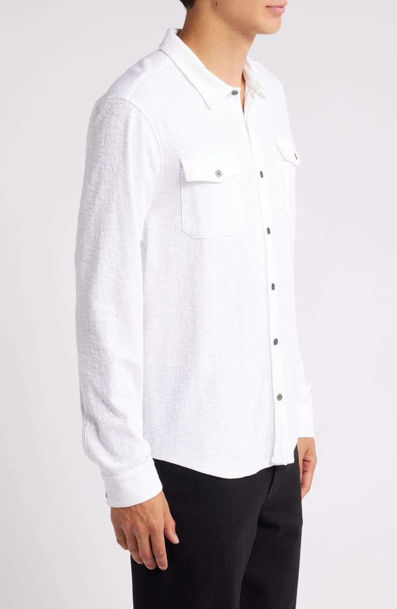 John Varvatos Abuja Textured Cotton Stretch Jacquard Button-Up Shirt, Alternate, color, White