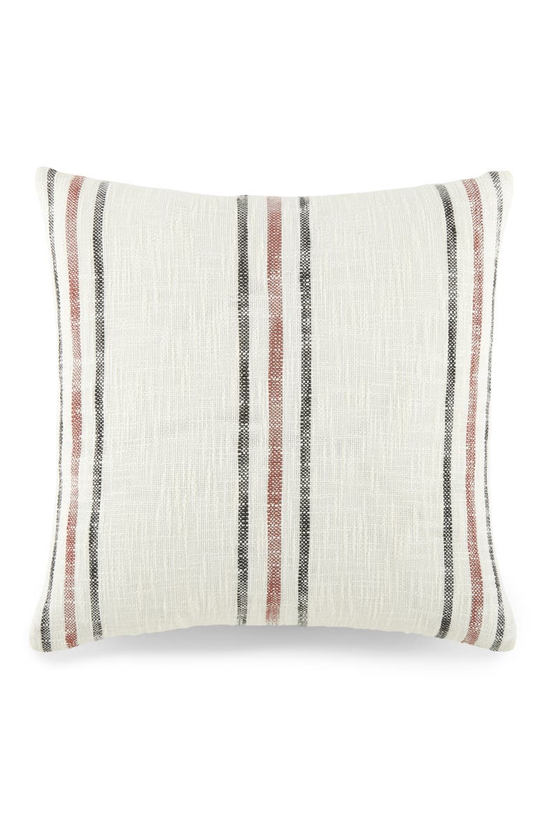 Yarn-Dyed Stripe Cotton Throw Pillow, Main, color, TERRACOTTA