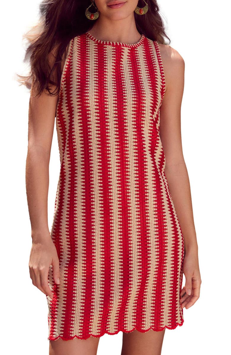 NEXT Open Stitch Sleeveless Minidress, Main, color, Red Multi