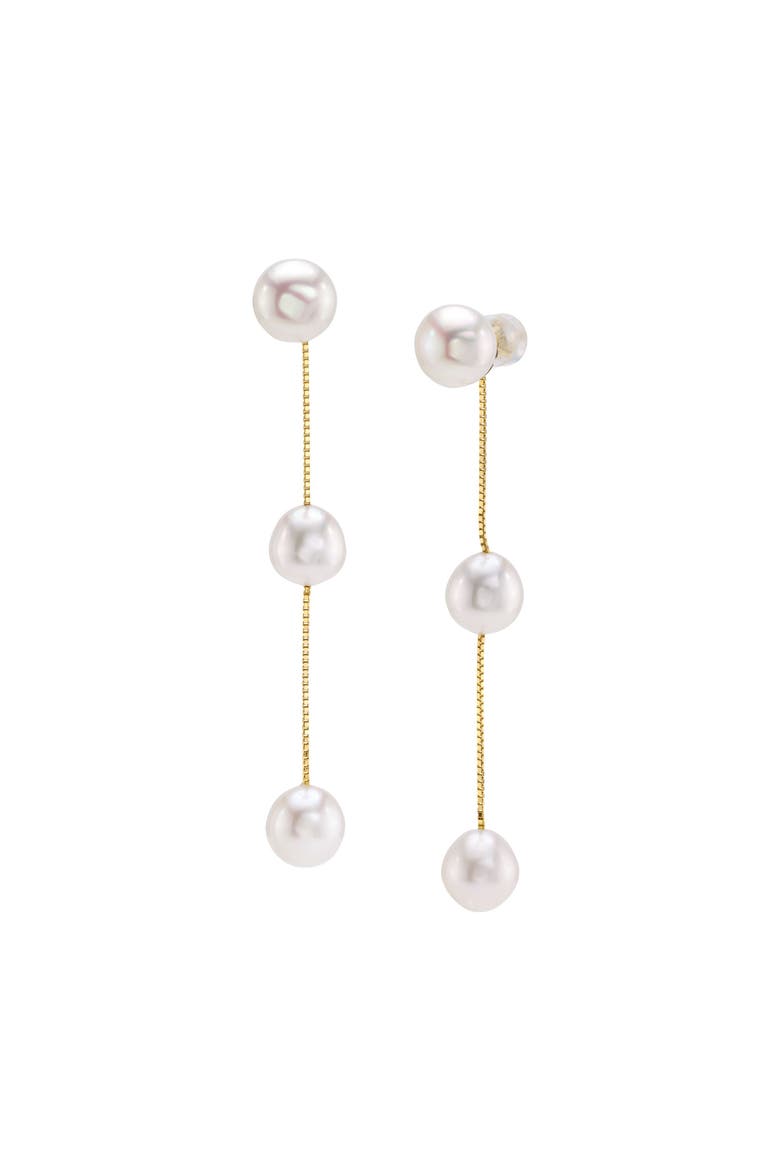 14K Gold White Freshwater Pearl Maddy Earrings, Main, color, Yellow Gold