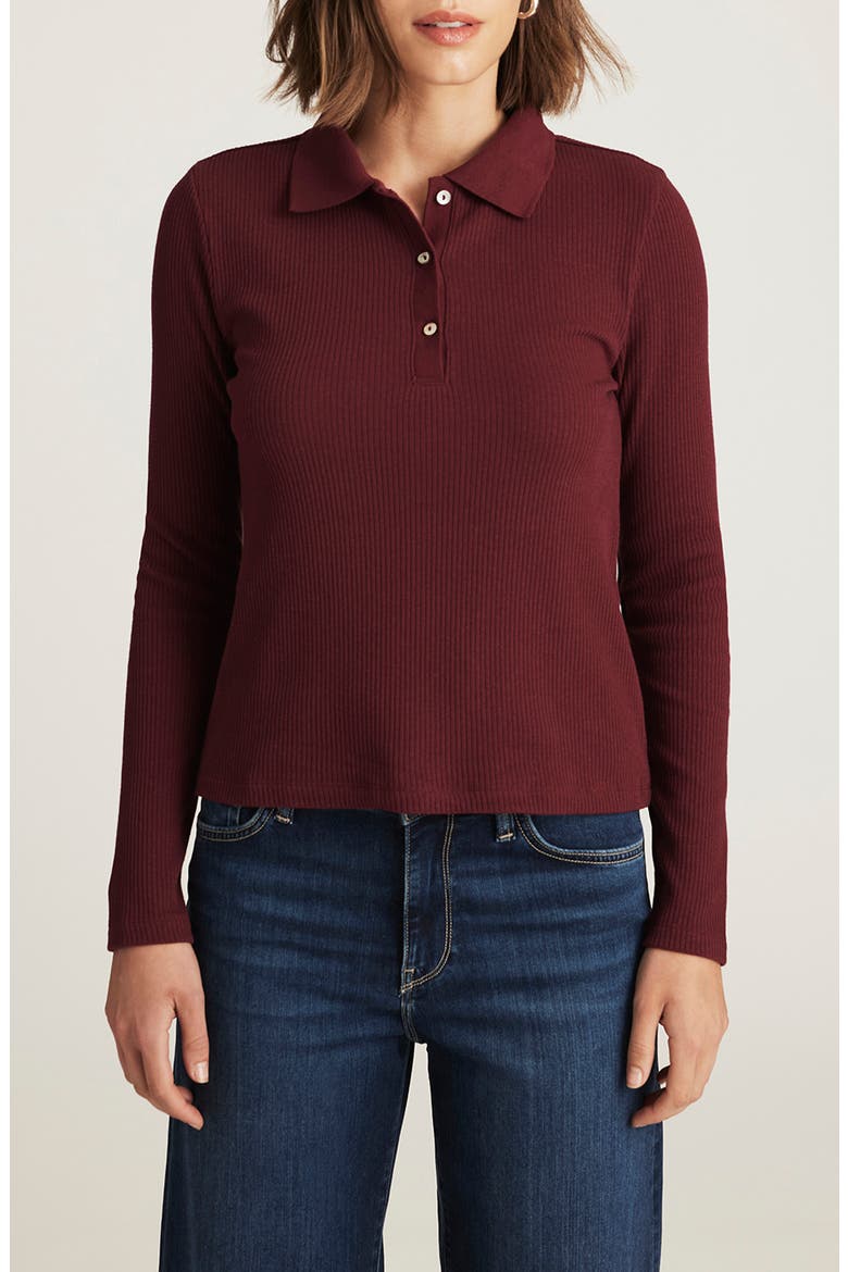 Long Sleeve Rib Polo Sweater, Main, color, ZINFANDEL