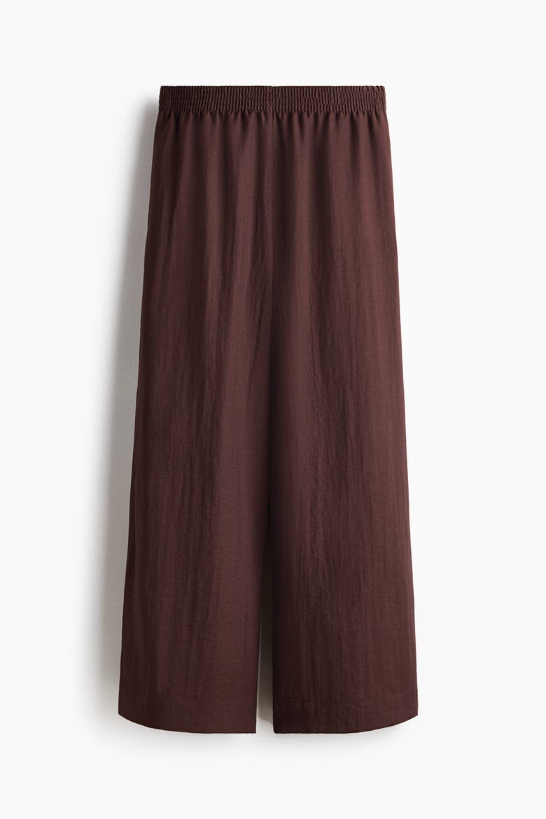Linen-blend Ankle-length Trousers, Main, color, Dark brown