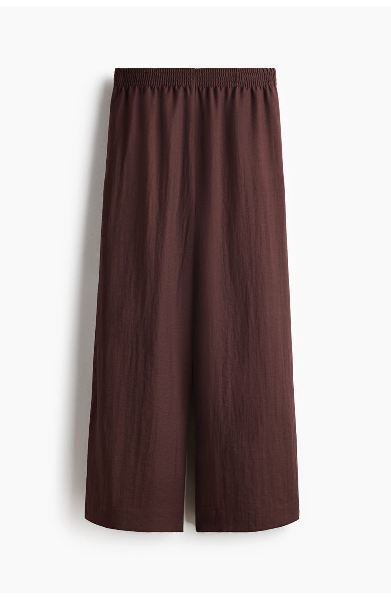H&M Linen-blend Ankle-length Trousers, Main, color, Dark Brown