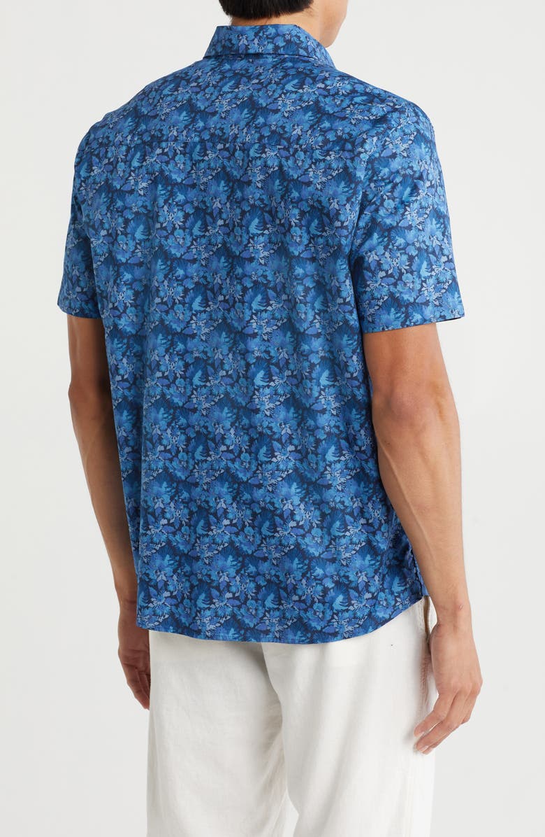 WESTZEROONE Diego Short Sleeve Cotton Button-Up Shirt, Alternate, color, Navy