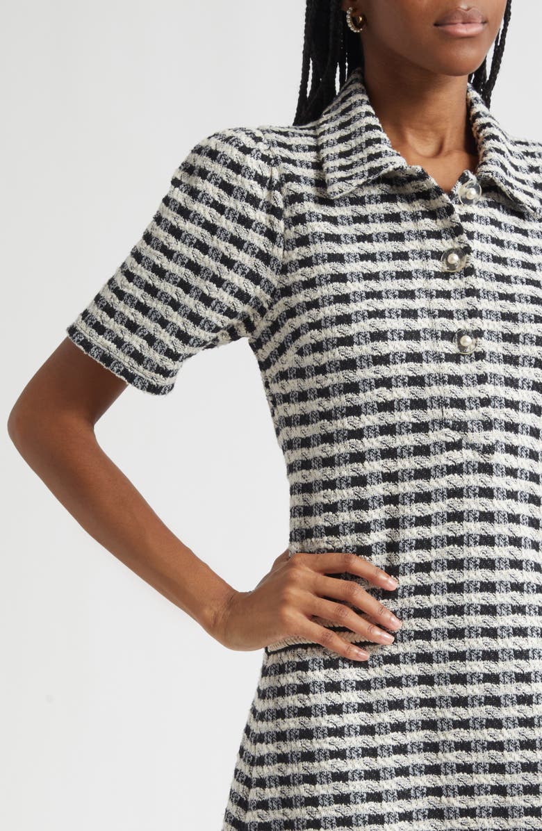 Ramy Brook Marcella Metallic Bouclé Minidress, Alternate, color, Black Gingham