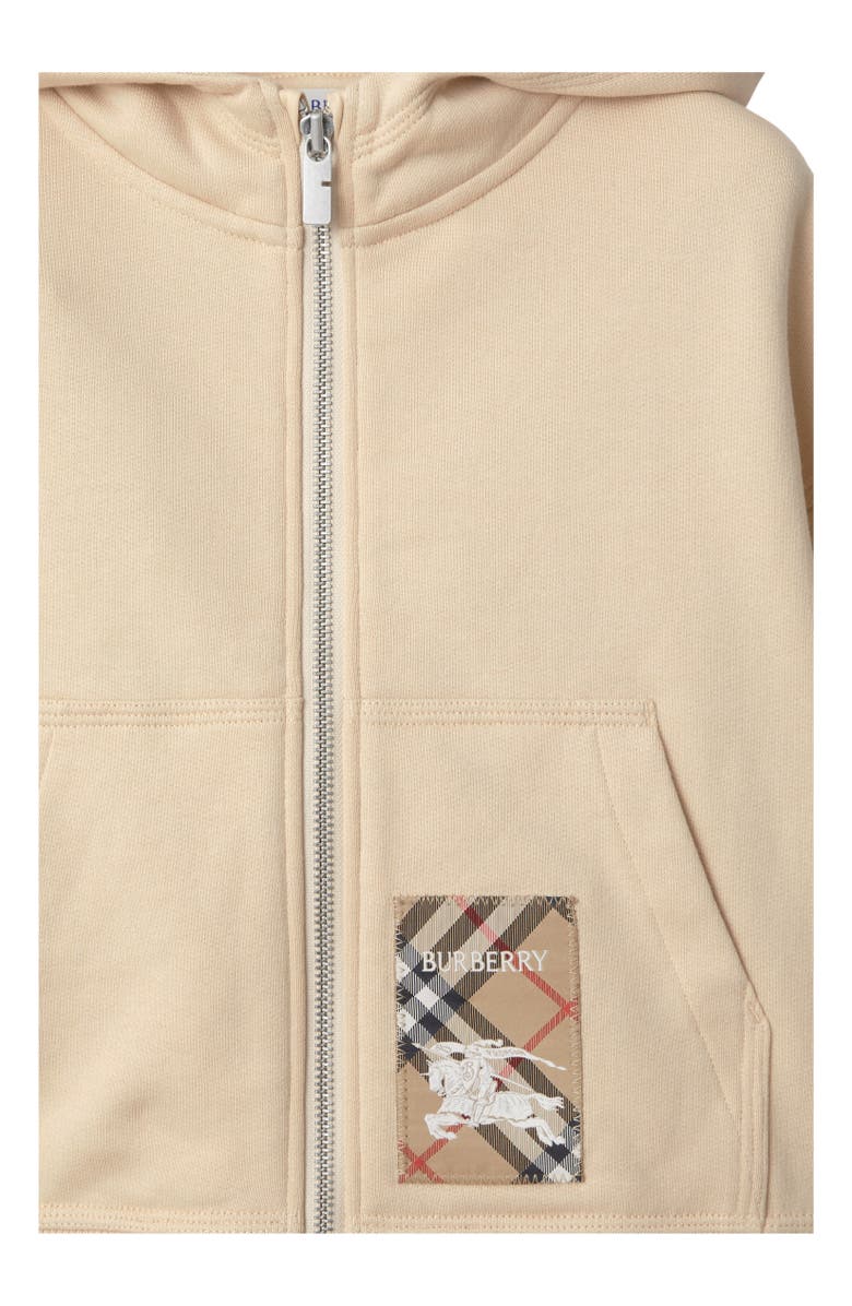Burberry Check Label Cotton Zip Hoodie, Alternate, color, Calico