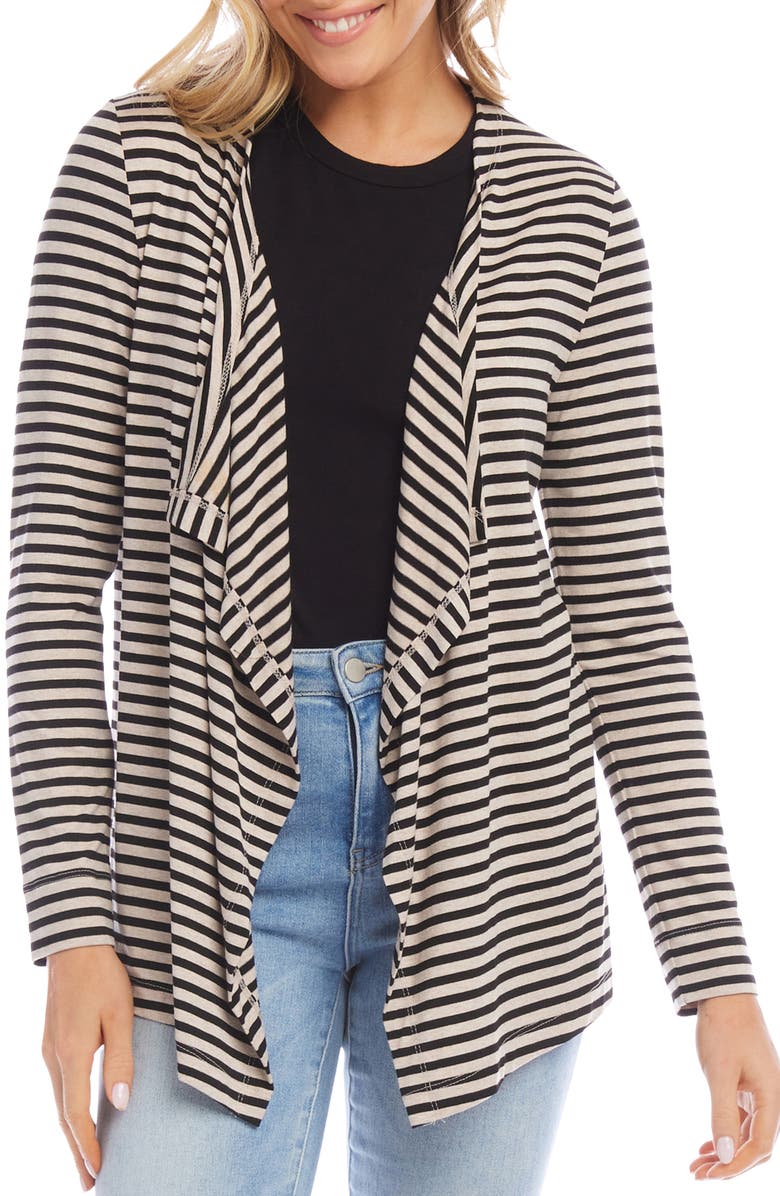 Karen Kane Stripe Drape Front Cardigan, Main, color,