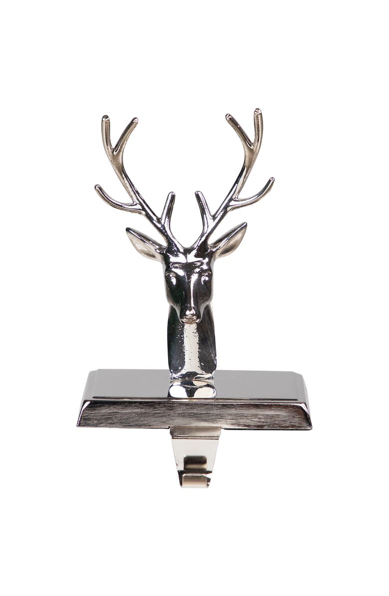 Northlight 8" Shiny Silver Deer Head Christmas Stocking Holder, Main, color, Silver
