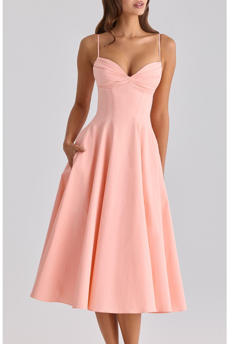 Dahlia Stretch Pima Cotton Cocktail Dress, Alternate, color, PEACH