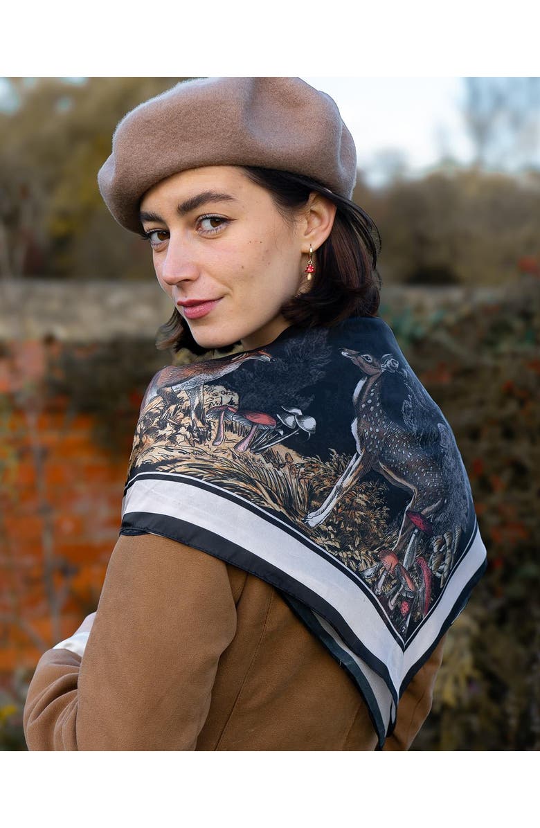 Fable England A Night's Tale Narrative Square Scarf, Alternate, color, Black