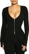 Naked Wardrobe Zip Front Rib Cardigan