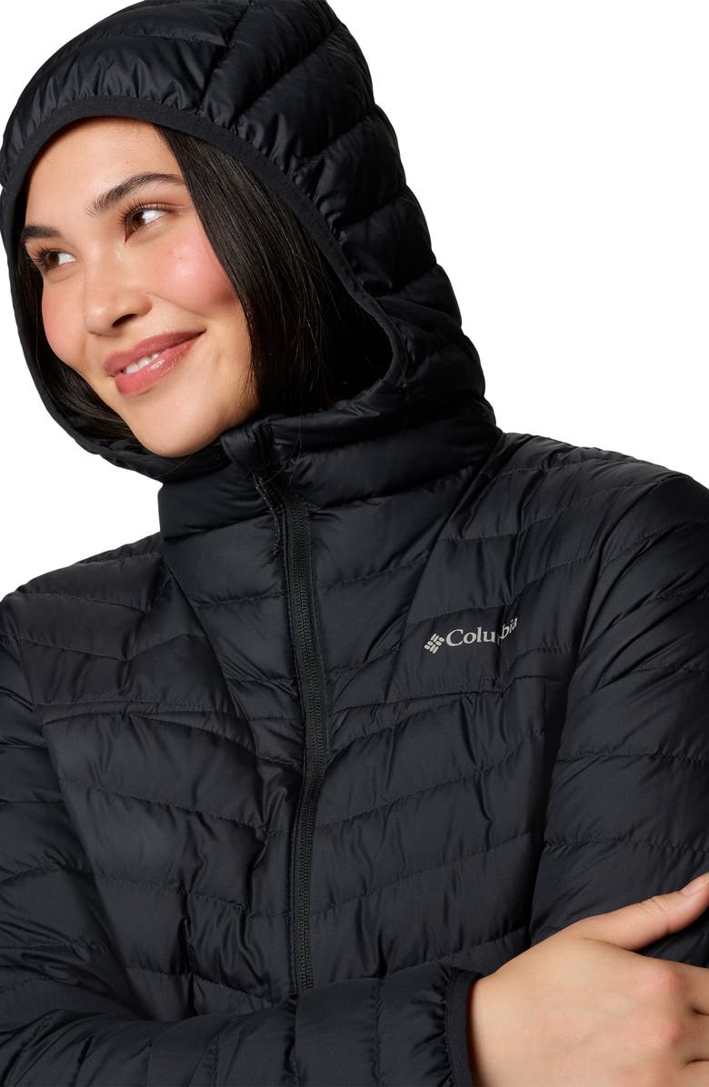 Columbia Westridge Water Repellent Hooded 650 Fill Power Down Jacket, Alternate, color, Black