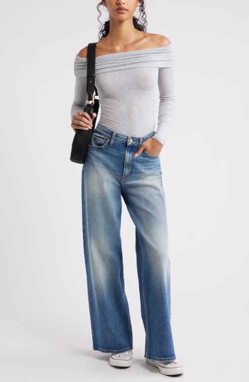 Bp. Rib Off The Shoulder Top In Gray