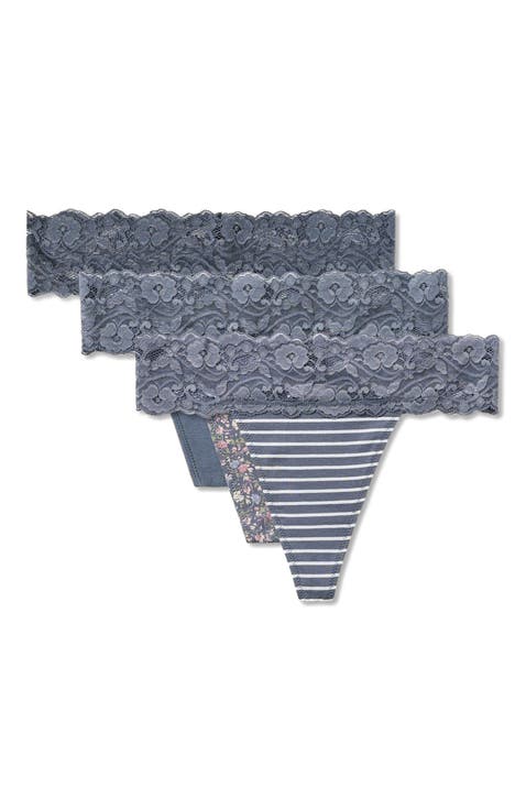 Lace Waist Thong 3-Pack Made With Organic Cotton