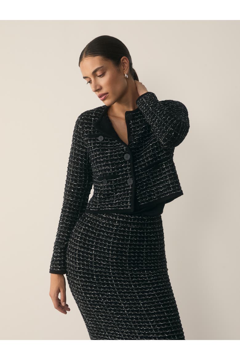 Hampton Tweed Knit Jacket, Main, color, Black