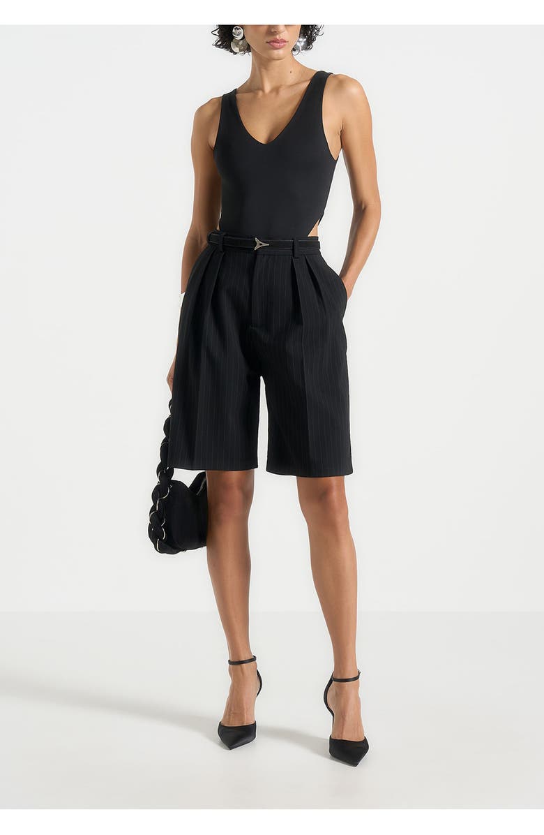 Manière De Voir Noa V-Neck Bodysuit, Alternate, color, Black
