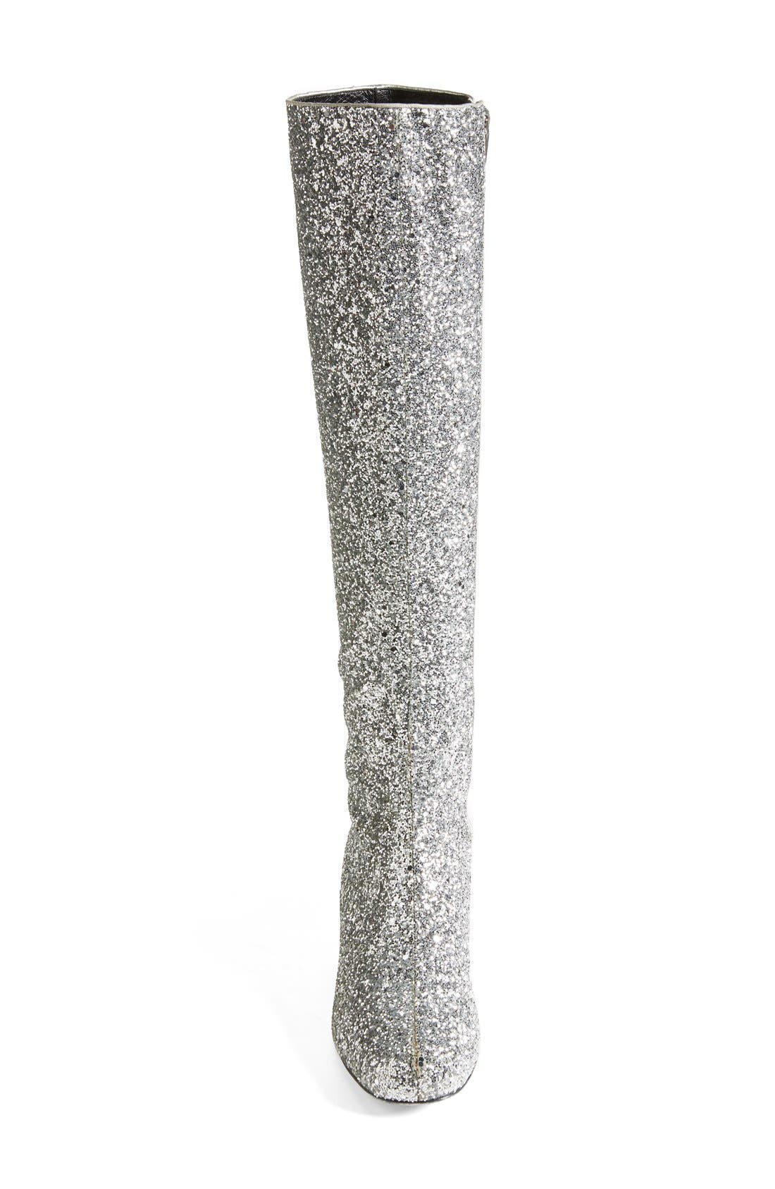 Knee High Glitter Boot, Alternate, color, SILVER