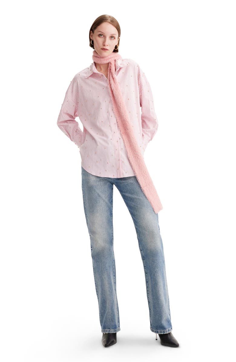 THEO The Label Echo Pearly Shirt, Alternate, color, Sand/Pearl