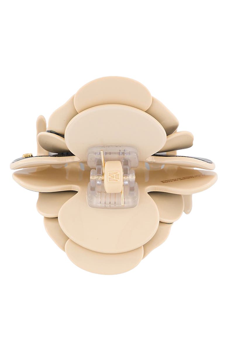 Alexandre de Paris Crystal Flower Claw Clip, Alternate, color, Black