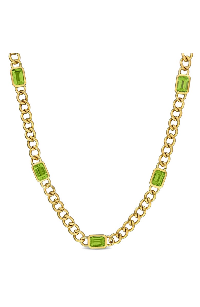 Julianna B. Birthstone Curb Link Station Necklace 14k, Main, color, Peridot