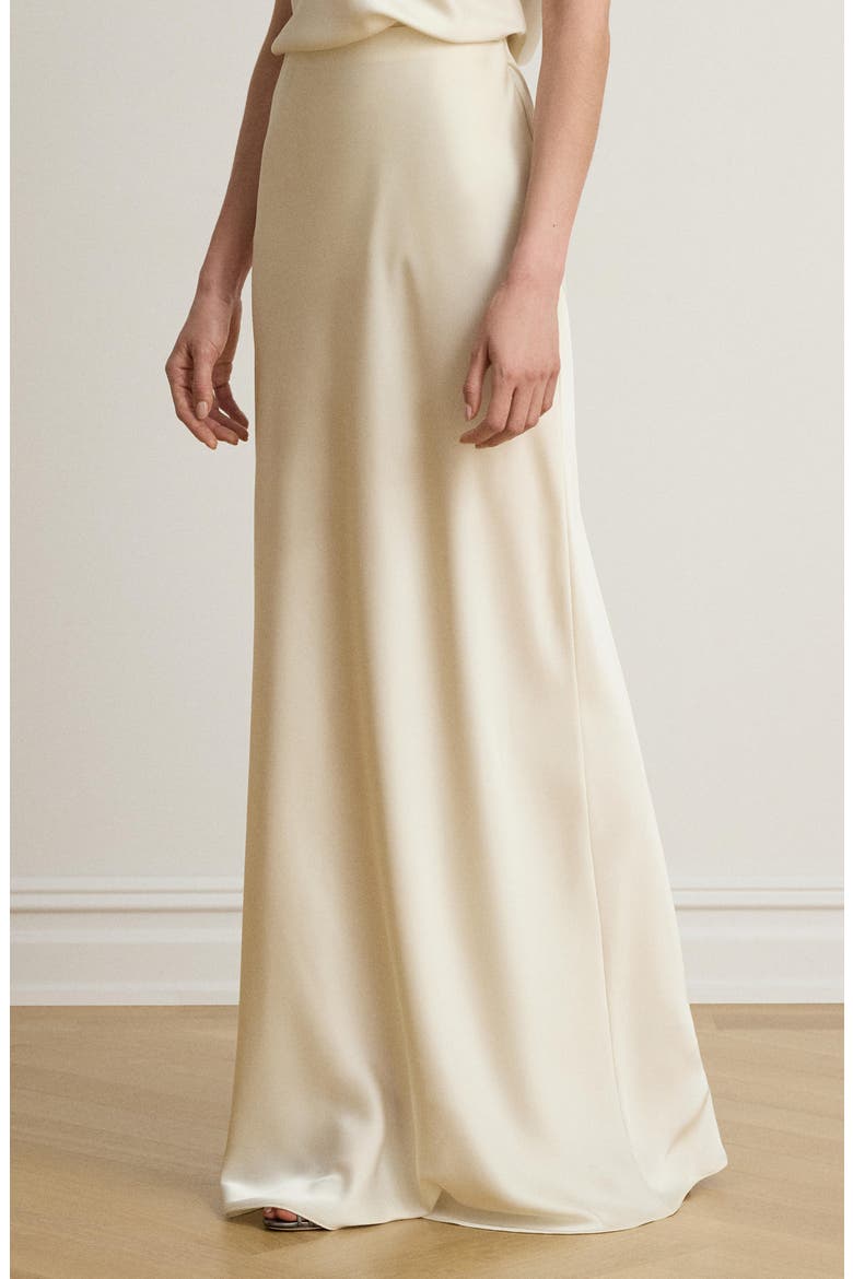 Satin Charmeuse Maxi Skirt, Alternate, color, WINTER CREAM