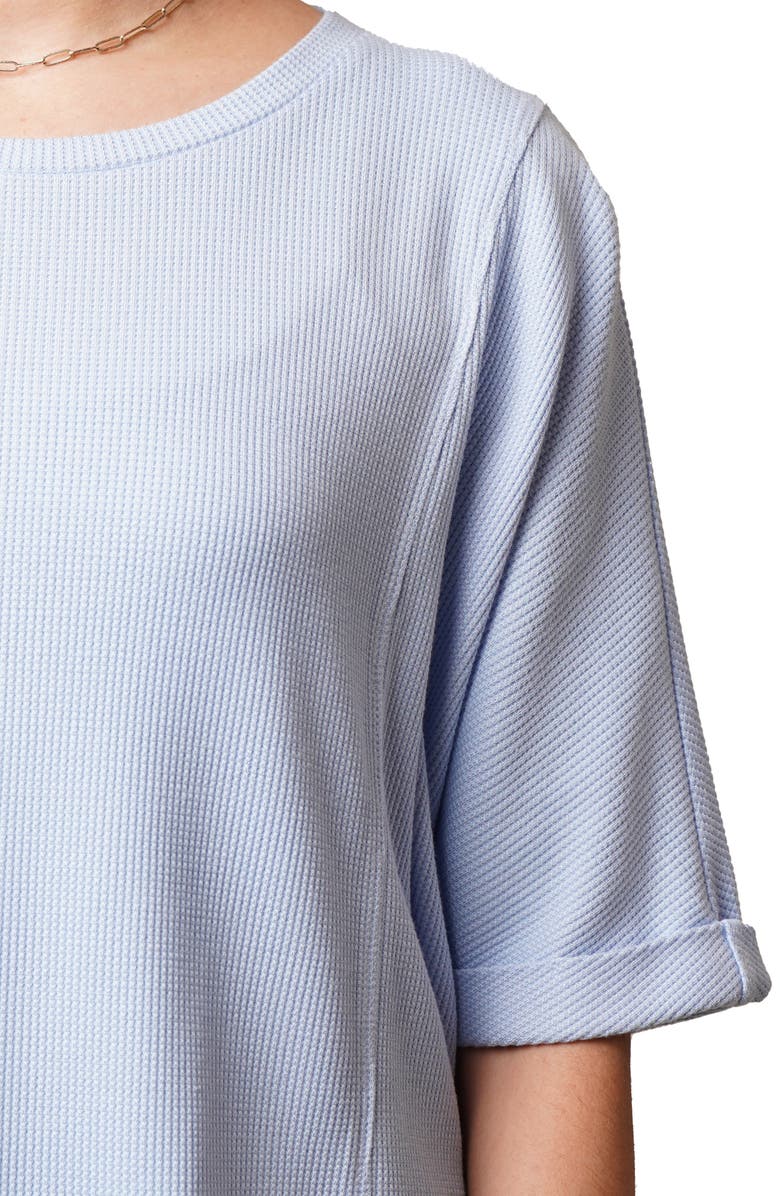 CYRUS Crewneck Elbow Sleeve Waffle Knit Top, Alternate, color, Sky Blue