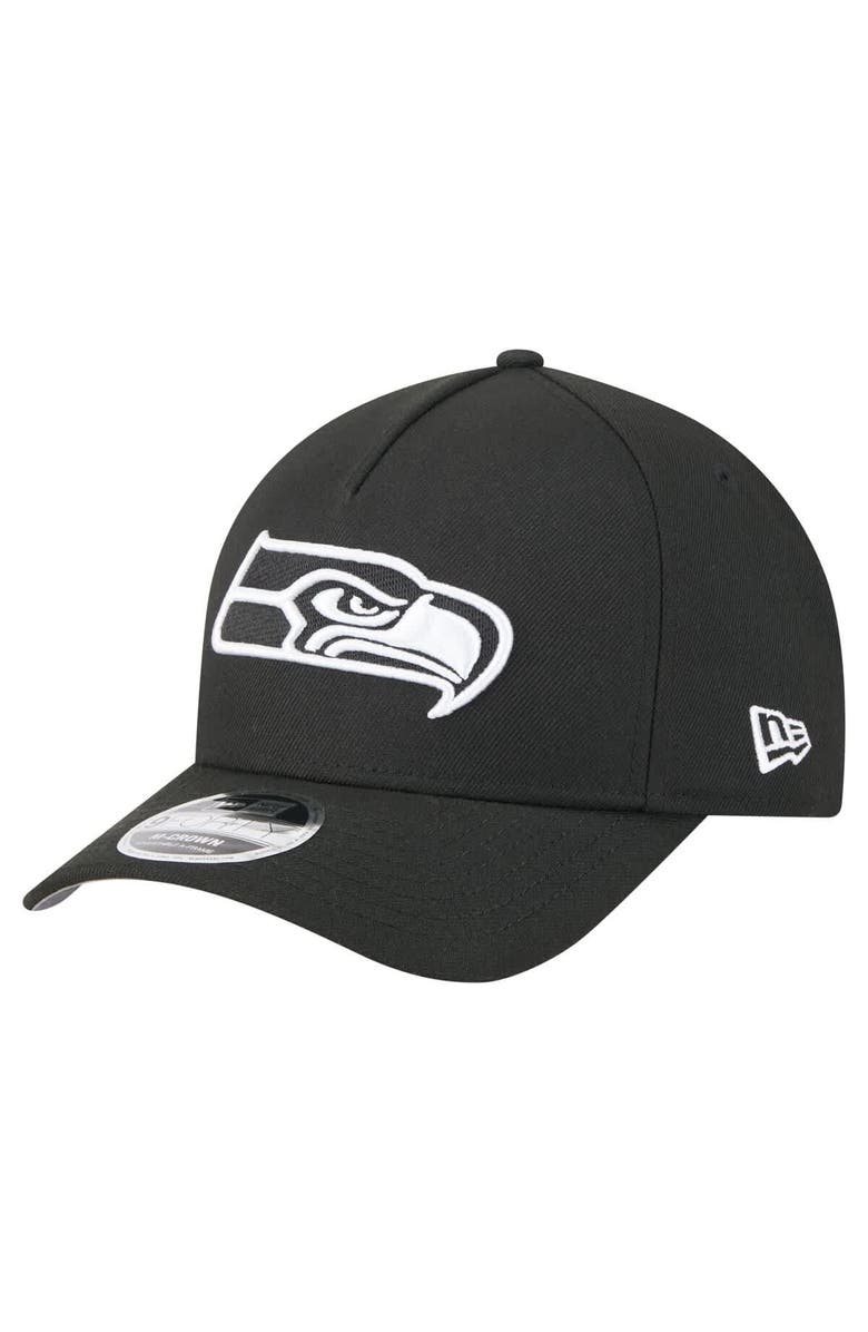 New Era Men's New Era Black Seattle Seahawks Team Collection 9FORTY M-Crown A-Frame Adjustable Hat, Main, color, Black