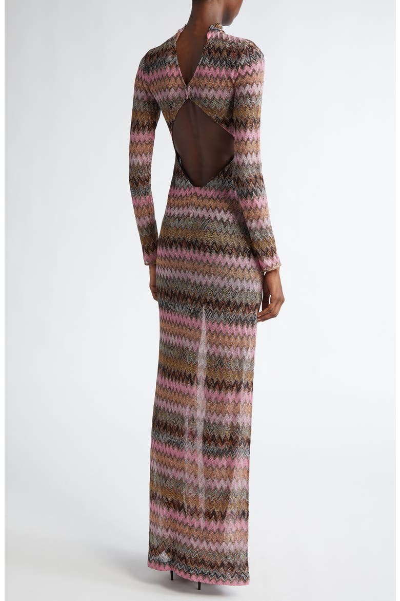Chevron Stripe Long Sleeve Knit Dress, Alternate, color, MULTI SPACE DRK BASE