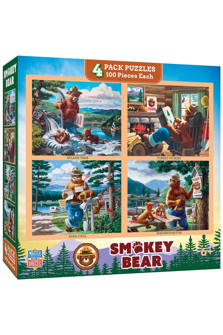 Smokey Bear 100pc Puzzles 4-Pack, Main, color, Multicolor