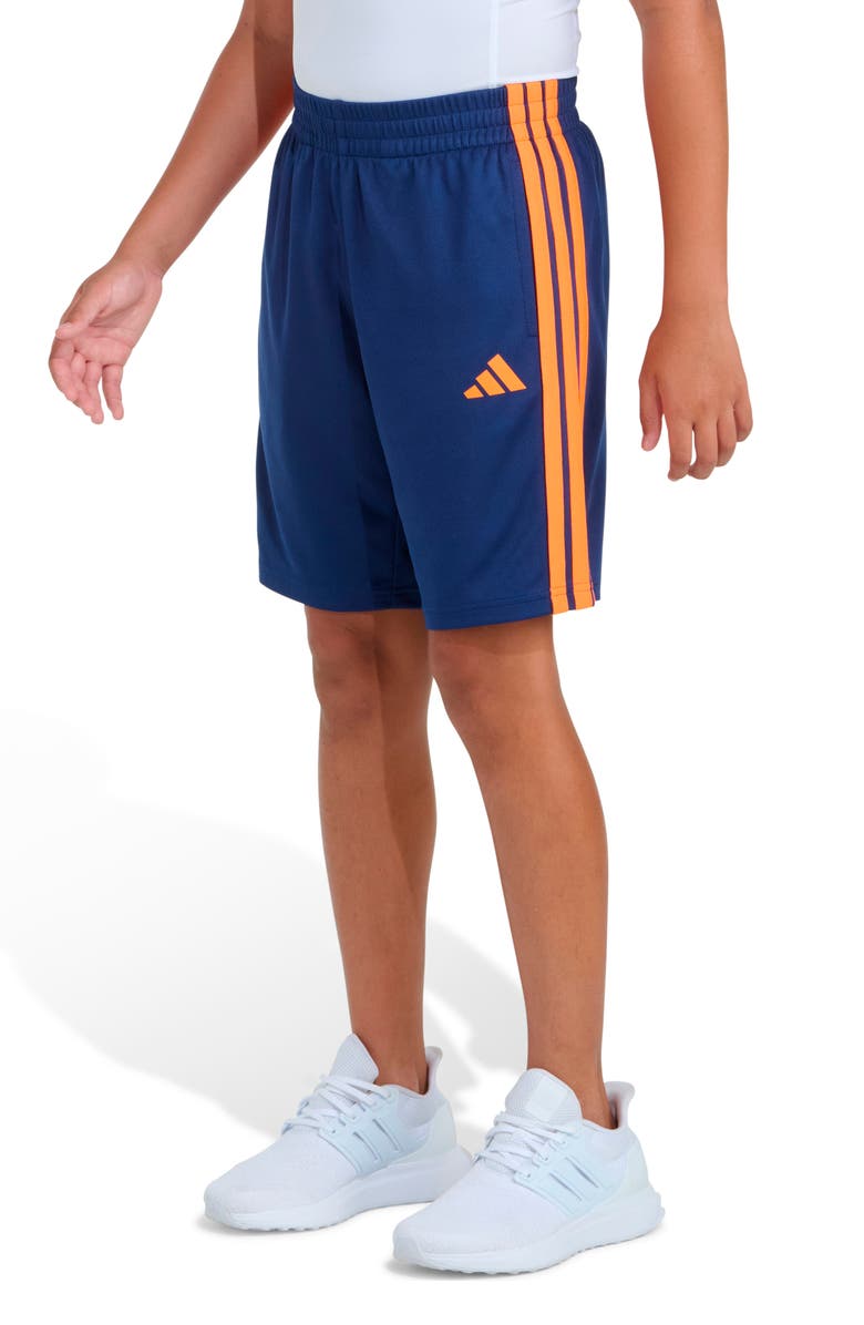 adidas Kids' Essentials 3-Stripes Mesh Shorts, Alternate, color, Navy/ Bright Orange
