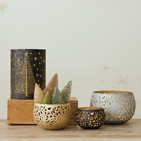 Star & Tree Cutout Iron Tealight Holder