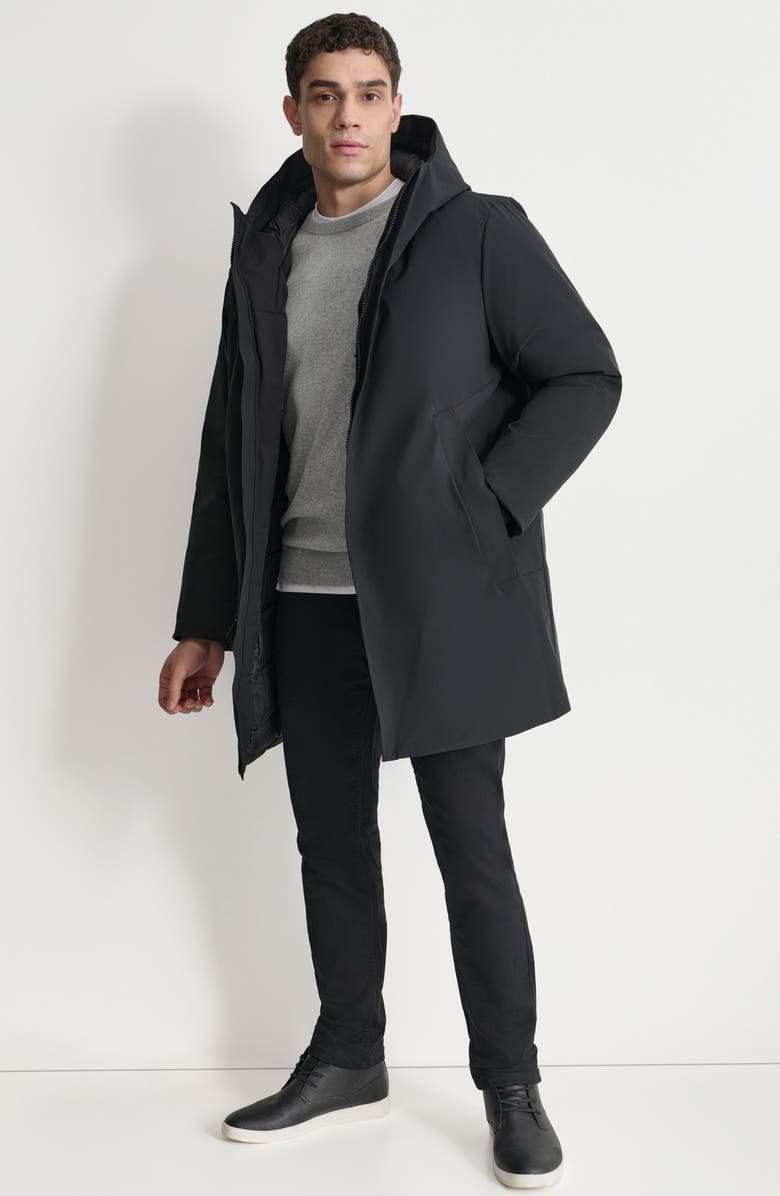 DKNY Stretch Arctic Hooded Jacket, Alternate, color, Black