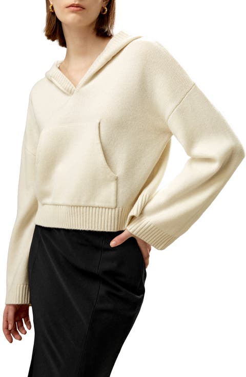 Cropped Wool-Cashmere  Blend Hoodie for Women