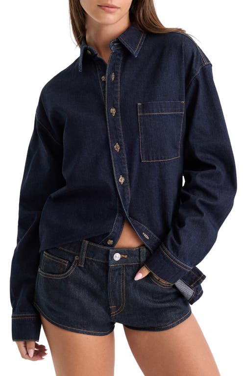 Good American The Denim Easy Shirt In Indigo1389