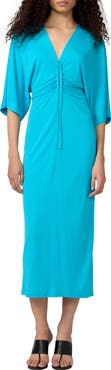 Diane von Furstenberg Valerie Center Ruched Midi Dress