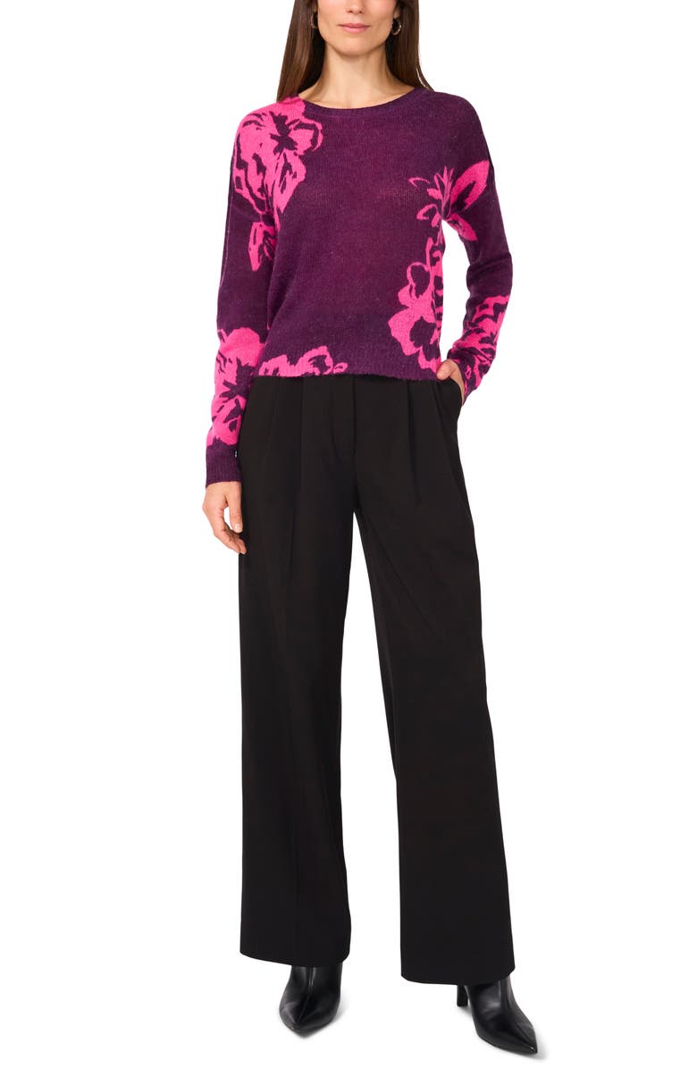 Vince Camuto Floral Crewneck Sweater, Alternate, color, 