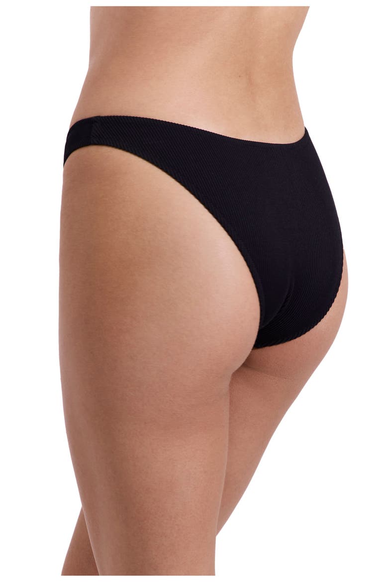 Emanuelle Textured High Leg Bikini Bottom, Alternate, color, Black
