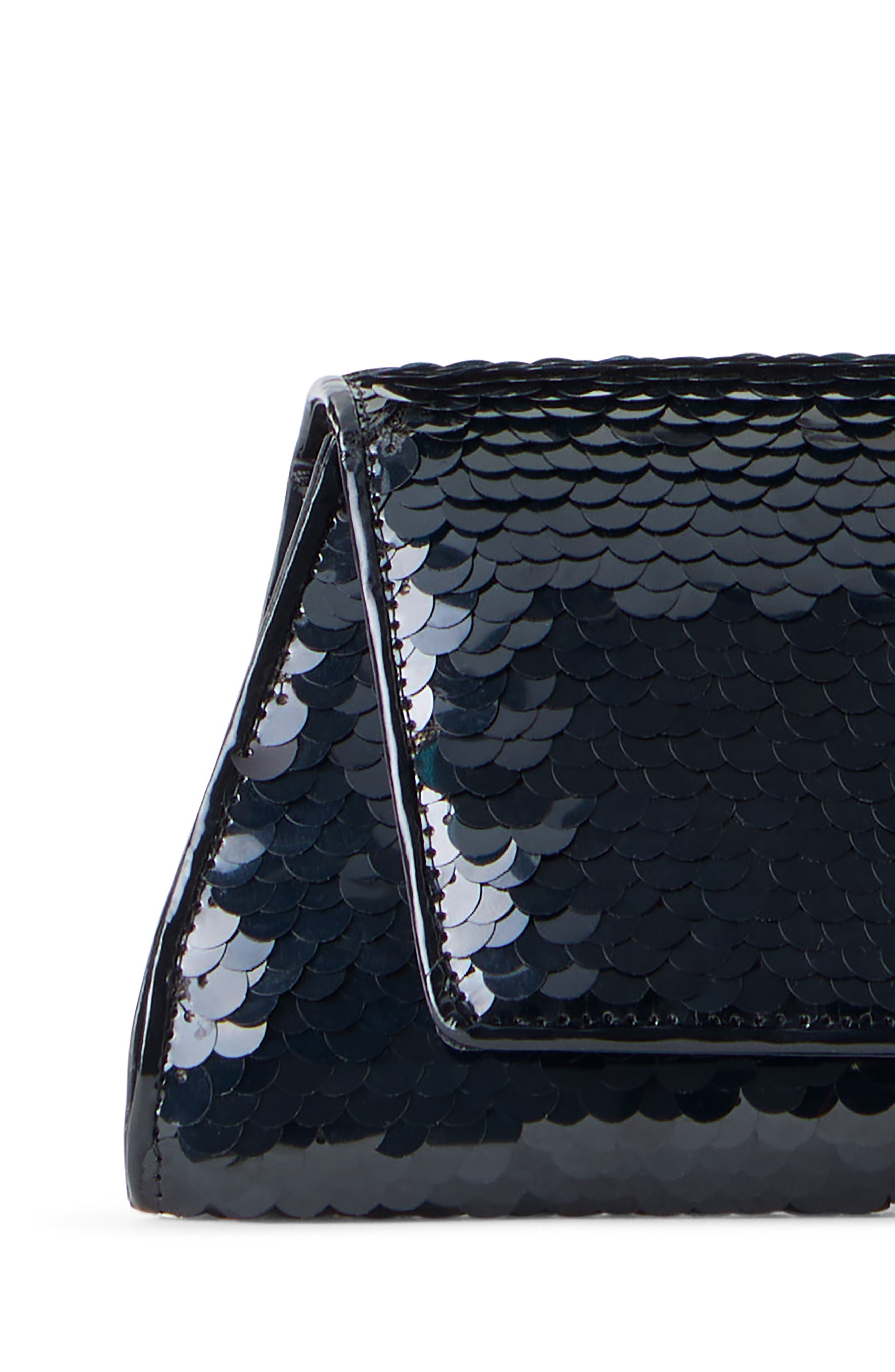 Small Anouk Sequin Trapazoid East/West Clutch, Alternate, color, BLACK