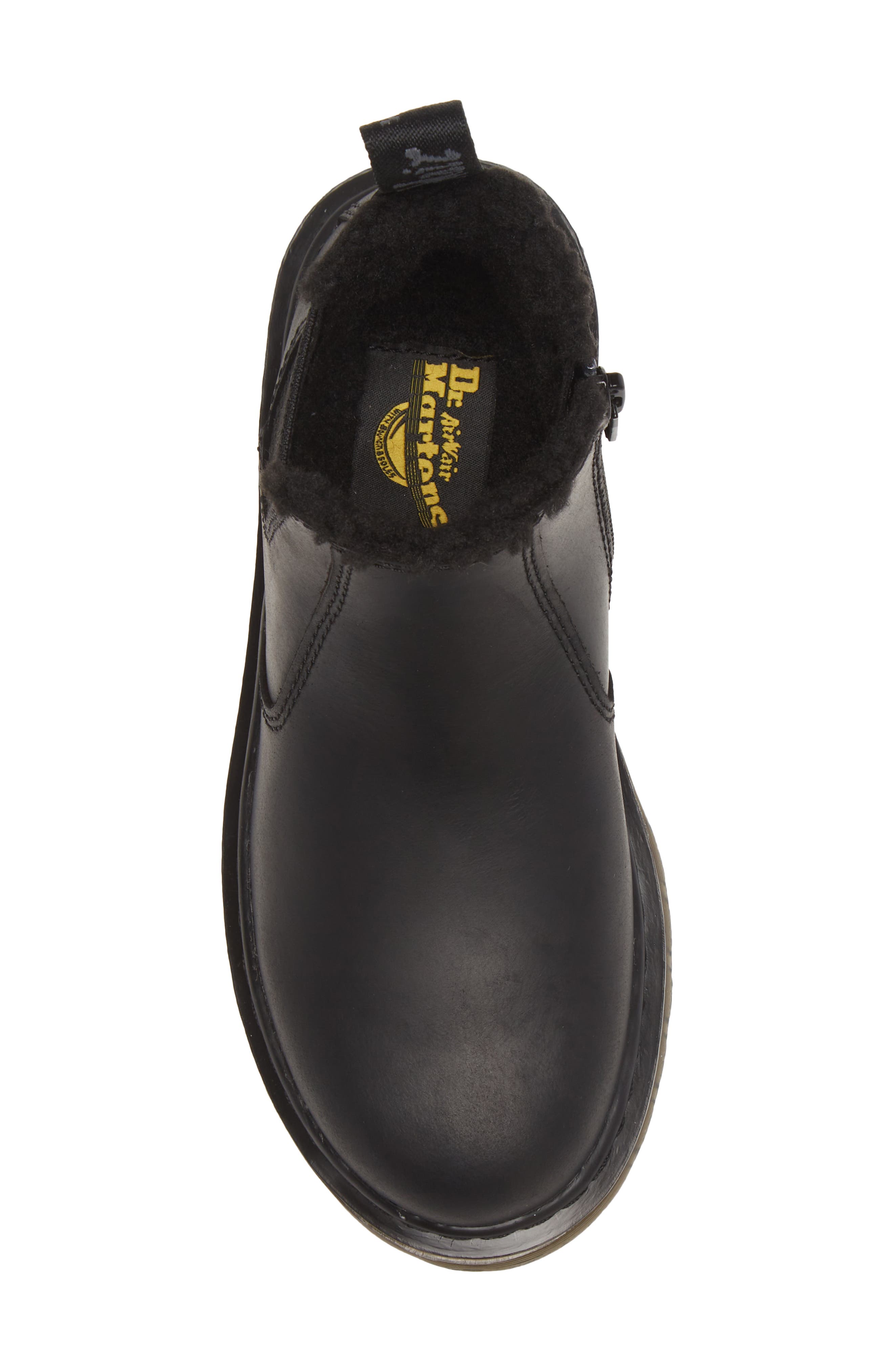 Dr. Martens 2976 Leonore Mono Faux Fur Lined Chelsea Boot, Alternate, color, Black