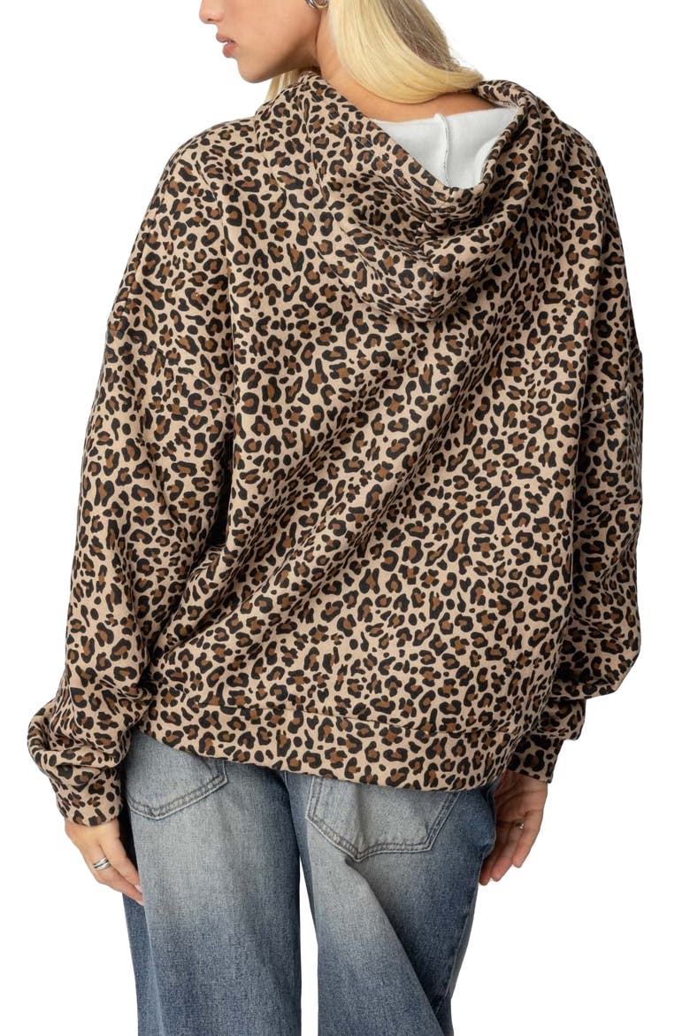 8 Ball Leopard Print Oversize Graphic Hoodie, Alternate, color, LEOPARD