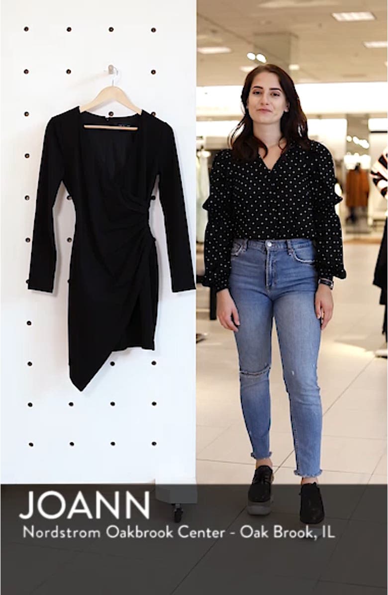 Long Sleeve Faux Wrap Dress, sales video thumbnail